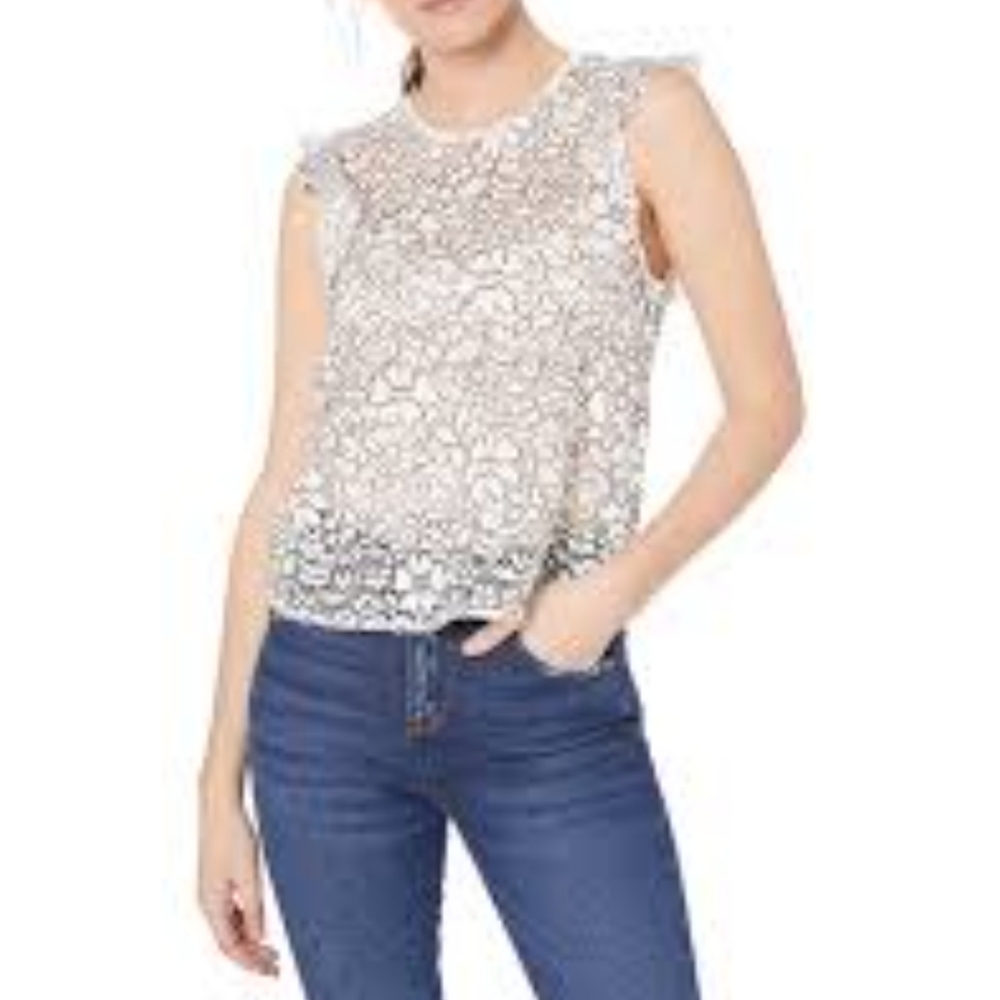 🌸Three Dots corded lace flounce sleeve top